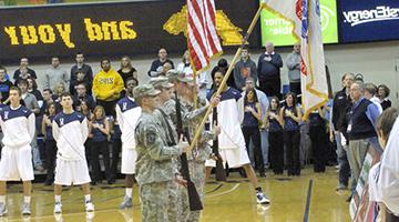 ROTC members at basketball game